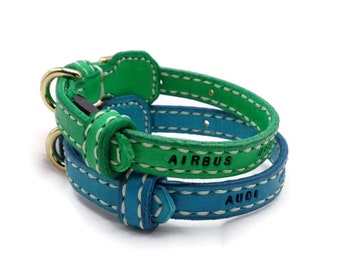 Personalized leather collar for small size dog