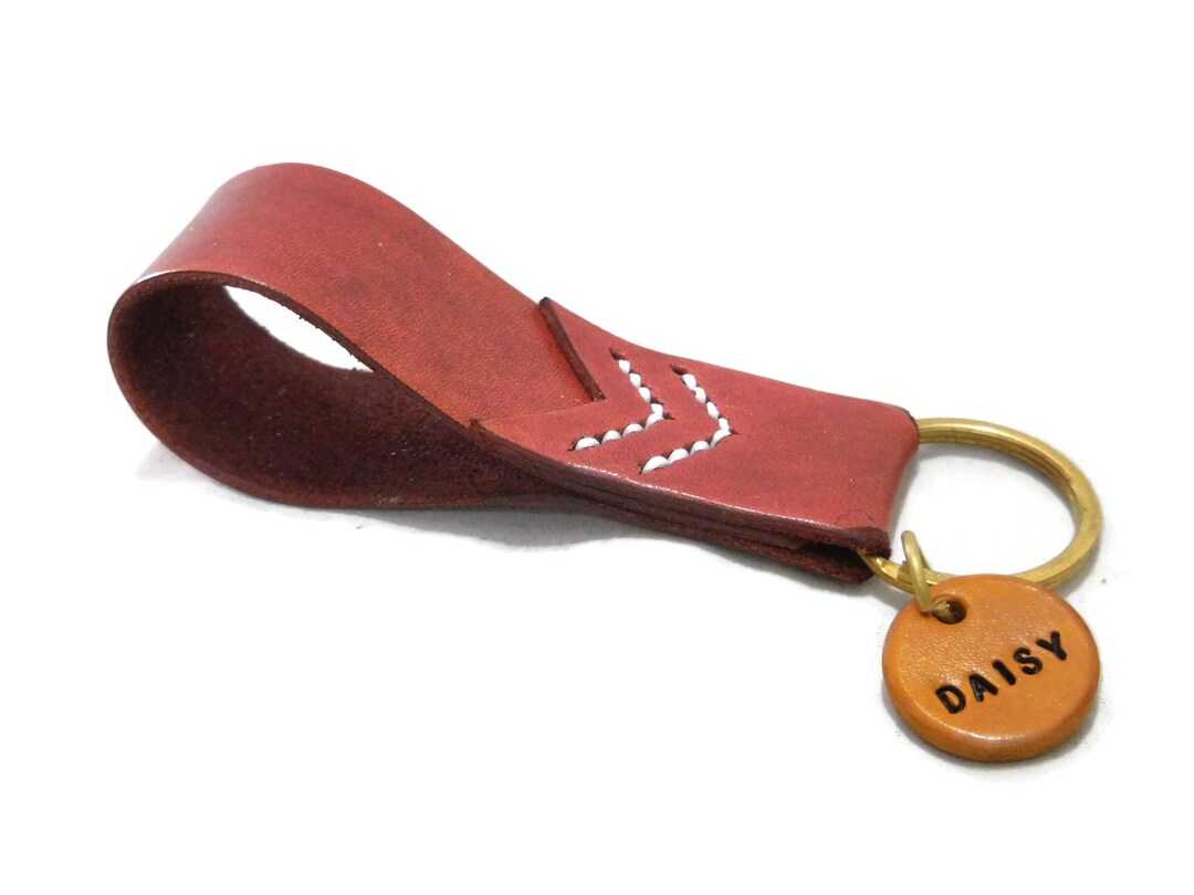 Keychain Personalized Leather Key Chain Key Fob Name Tag Etsy