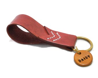 Keychain, Personalized leather key chain, Key fob, Name tag key chain, Custom keychain, Anniversary gift
