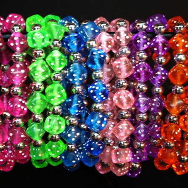 Dice Bead Stretchy Bracelets Set of 12 Mix/Match