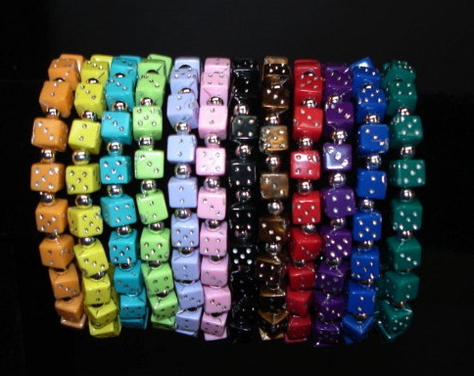 12 Stretchy Dice Bead Bracelets Etsy