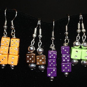 12 Pr Dice Bead Earrings