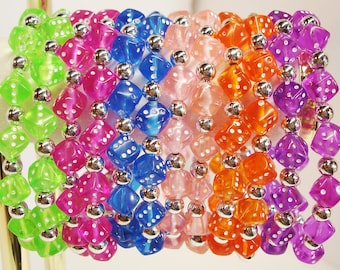 Dice Bead Stretchy Bracelets Set of 12 Mix/Match