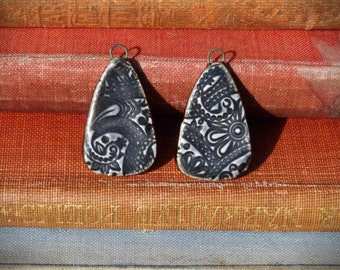 Handmade ceramic paisley earring charms