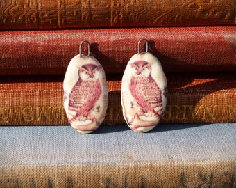 Handmade ceramic charms: owl