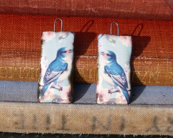 Handmade ceramic bird illustration charms