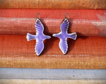 Handmade ceramic bird earring charms