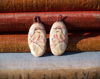 Handmade ceramic hummingbird illustration charms