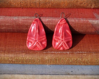 Handmade red starfish earring charms