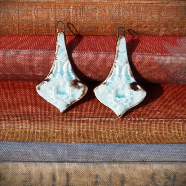 Pair of handmade ceramic chandelier charms