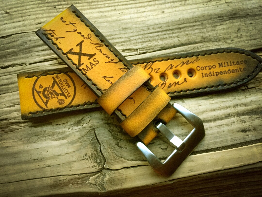 24mm Handmade Leather Watch Strap Army, Xª Flottiglia MAS Tribut