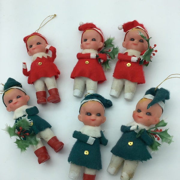 Vintage Pixie Ornaments, Christmas Tree decorations, Christmas Elves