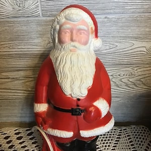 Vintage Blowmold Santa, lightup Santa, tabletop blowmold Santa, plastic Santa, Christmas kitsch