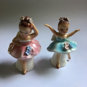 Lefton Ballerina Salt and Pepper Shakers,MCM Kitsch. 1950s Dancing Girls,Handpainted,Japan, Dancing Ballerina