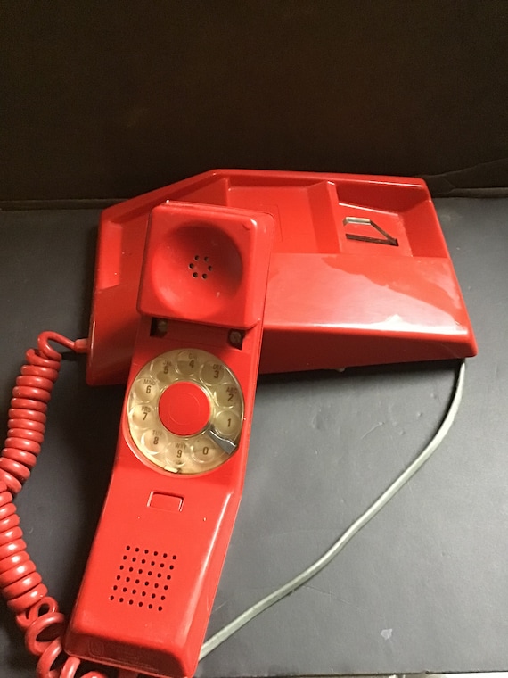 Vintage Red Rotary Phone-Contempra-Northern Electric-desk phone-wall Mount