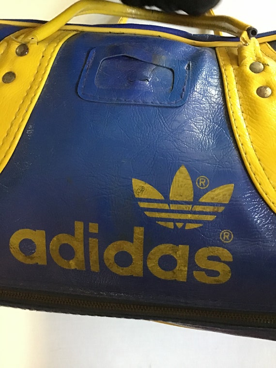 Vintage Adidas Gym Bag,1980s Dufflebag, Vinyl Gym bag Gem