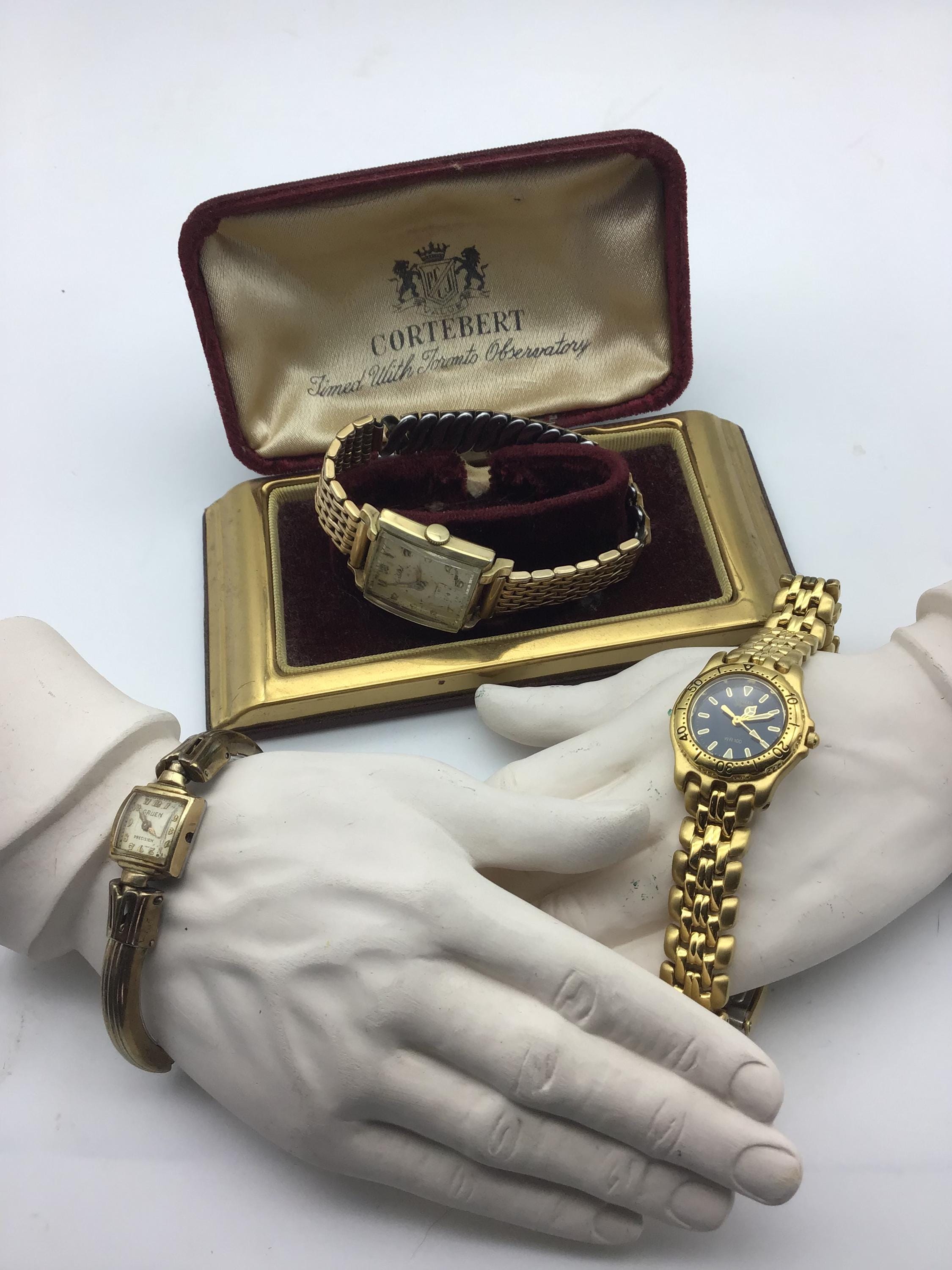 3 relojes antiguos que no funcionan, piezas de reloj, reloj Guren, Citizen, reloj Cortebert para hombre