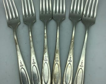 Community plate Forks, set of 6,Adam,Silverplate Cutlery,Dinnerware,Elegant dining,