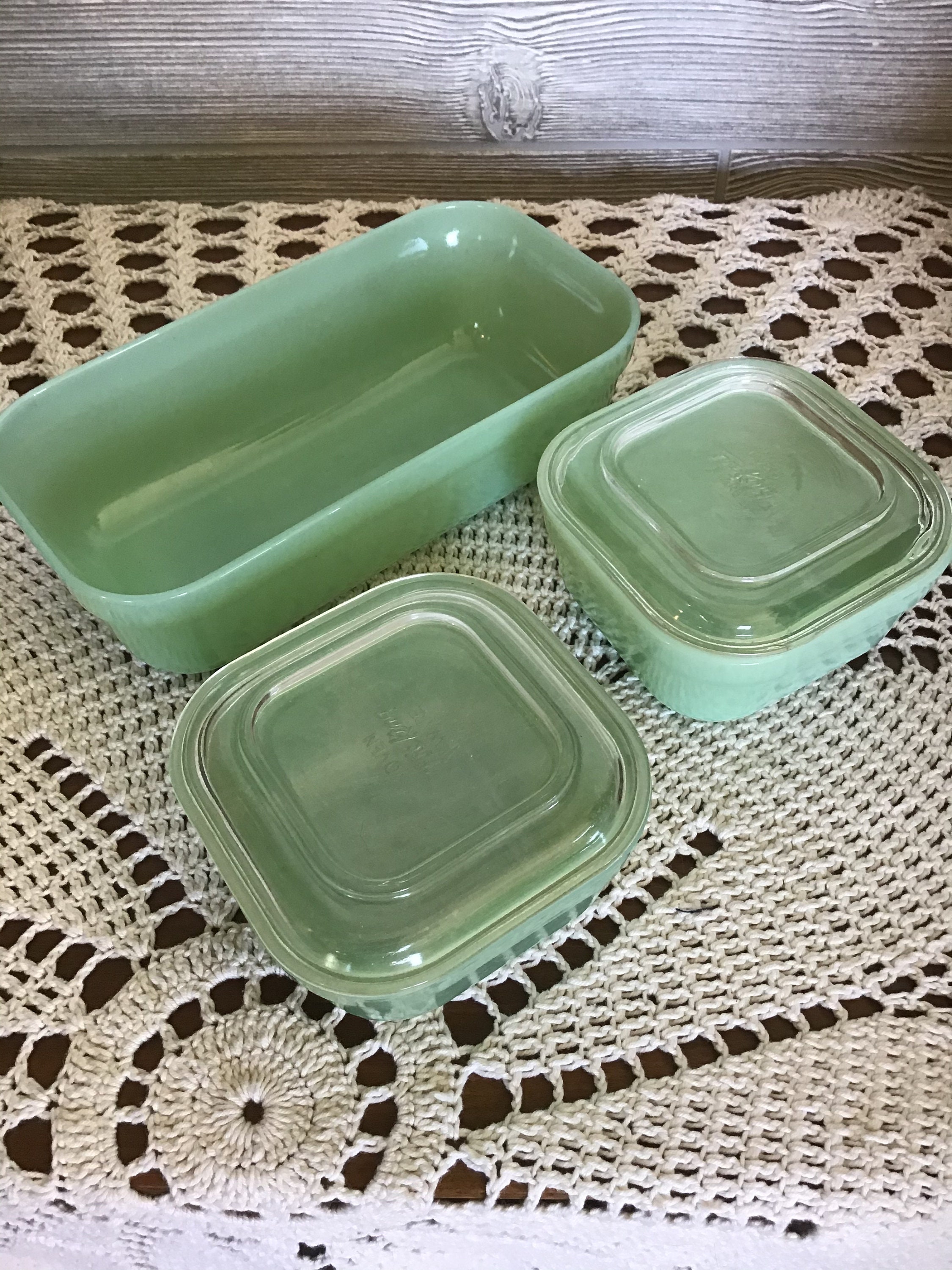Vintage Fireking Jadeite Refrigerator dishes Jadeite Etsy