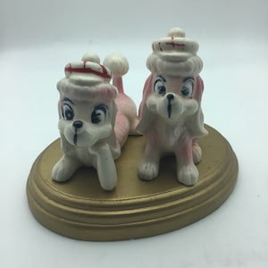 Vintage Ceramic Anthropomorphic Dog Salt & Pepper shakers,Made in Japan,Poodle Shakers,Dogs with hat shakers,kitchen decor,Kitsch