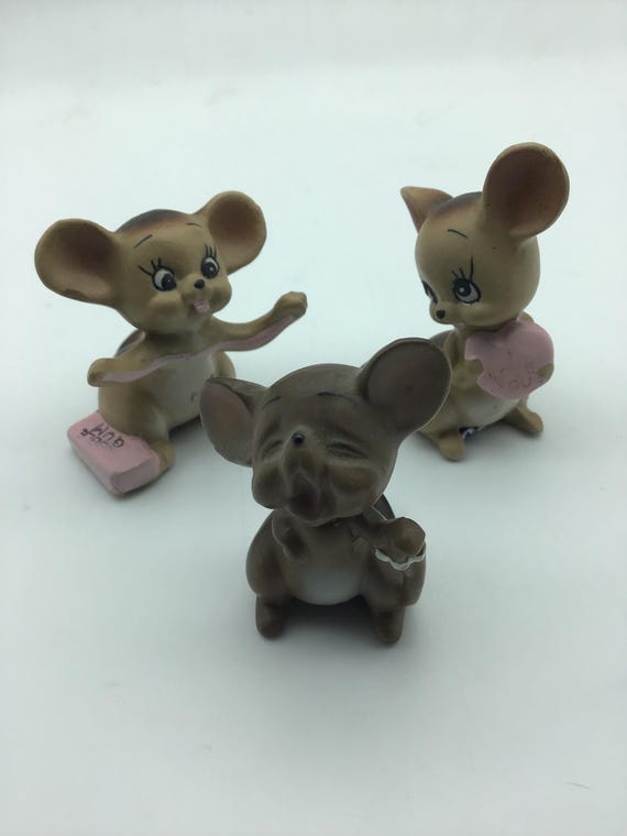 Ratones originales Josef vintage, juego de 3, fabricados en Japón