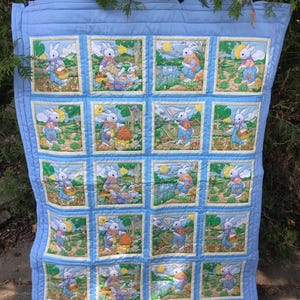 Handgemachte Babydecke, unisex Babydecke, Bunny Quilt, Kaninchen, gequiltet,