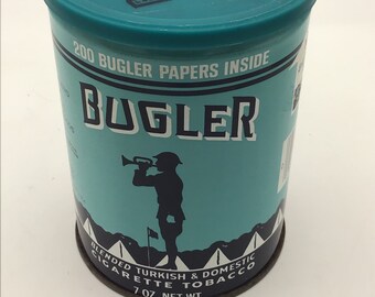 bugler tobacco can Cigarette Case and Prince Albert Tin. For Sale at Ruby Lane TB27039 Bugler Bugler Original Blue 6oz Can