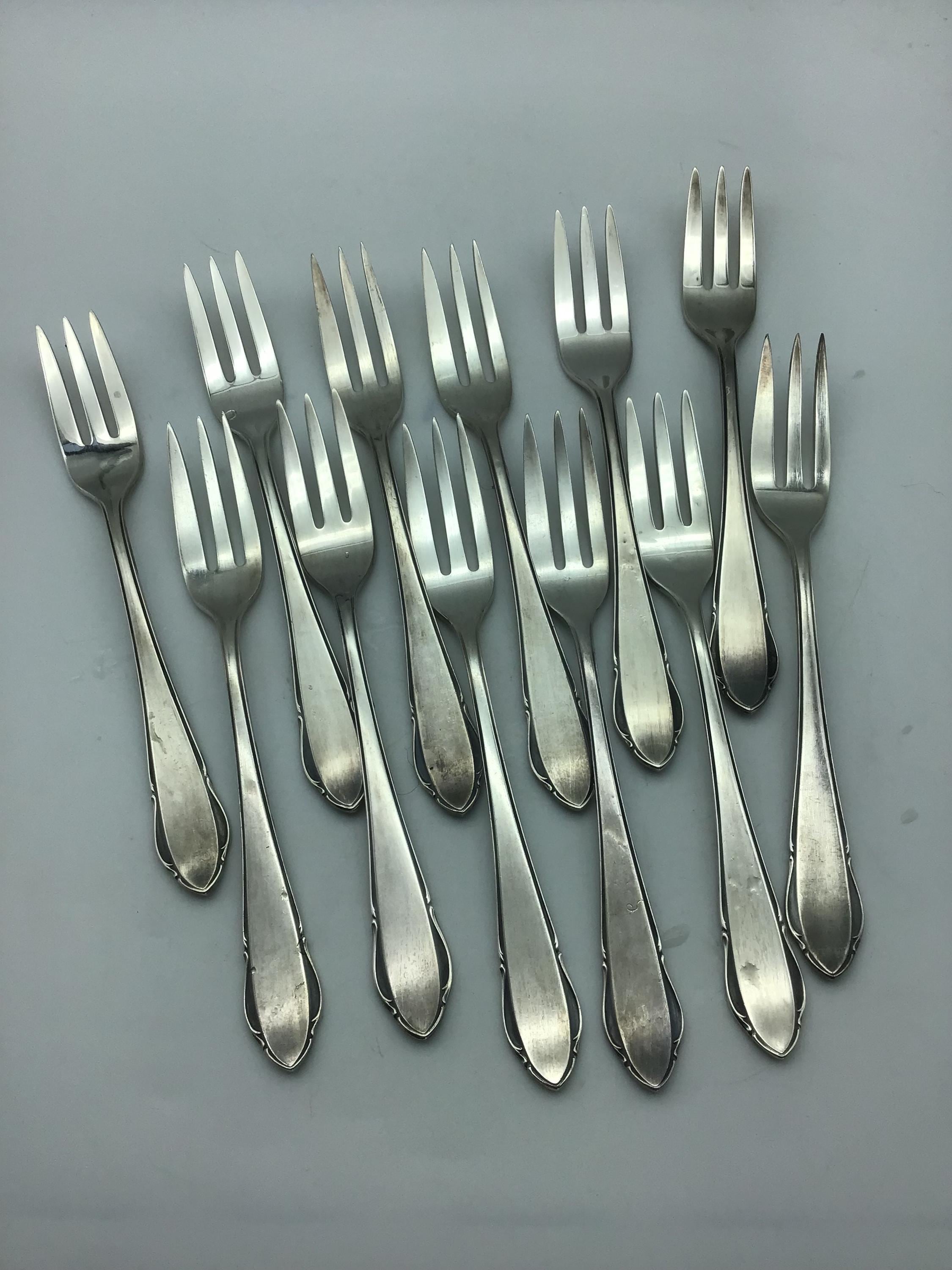 ドイツ製 WMF 90 18 シルバープレート デザートフォーク 12本セット