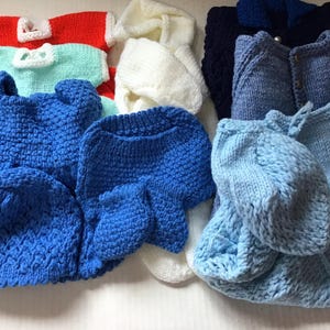 Vintage Hand knit  doll clothes, dresses,sweaters, pretend play, homemade clothes, doll clothing,lot#1