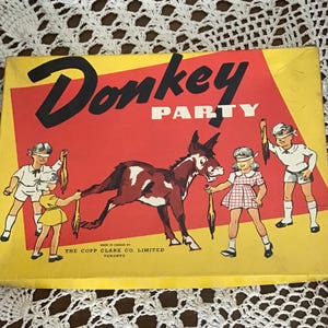 Juego de fiesta de burro vintage, juego de ponerle la cola al burro, juegos de cumpleaños, juegos divertidos para toda la familia