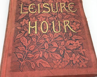 The Leisure Hour 1892, groot antiek hardcoverboek, thuislezen, geïllustreerd antiek boek