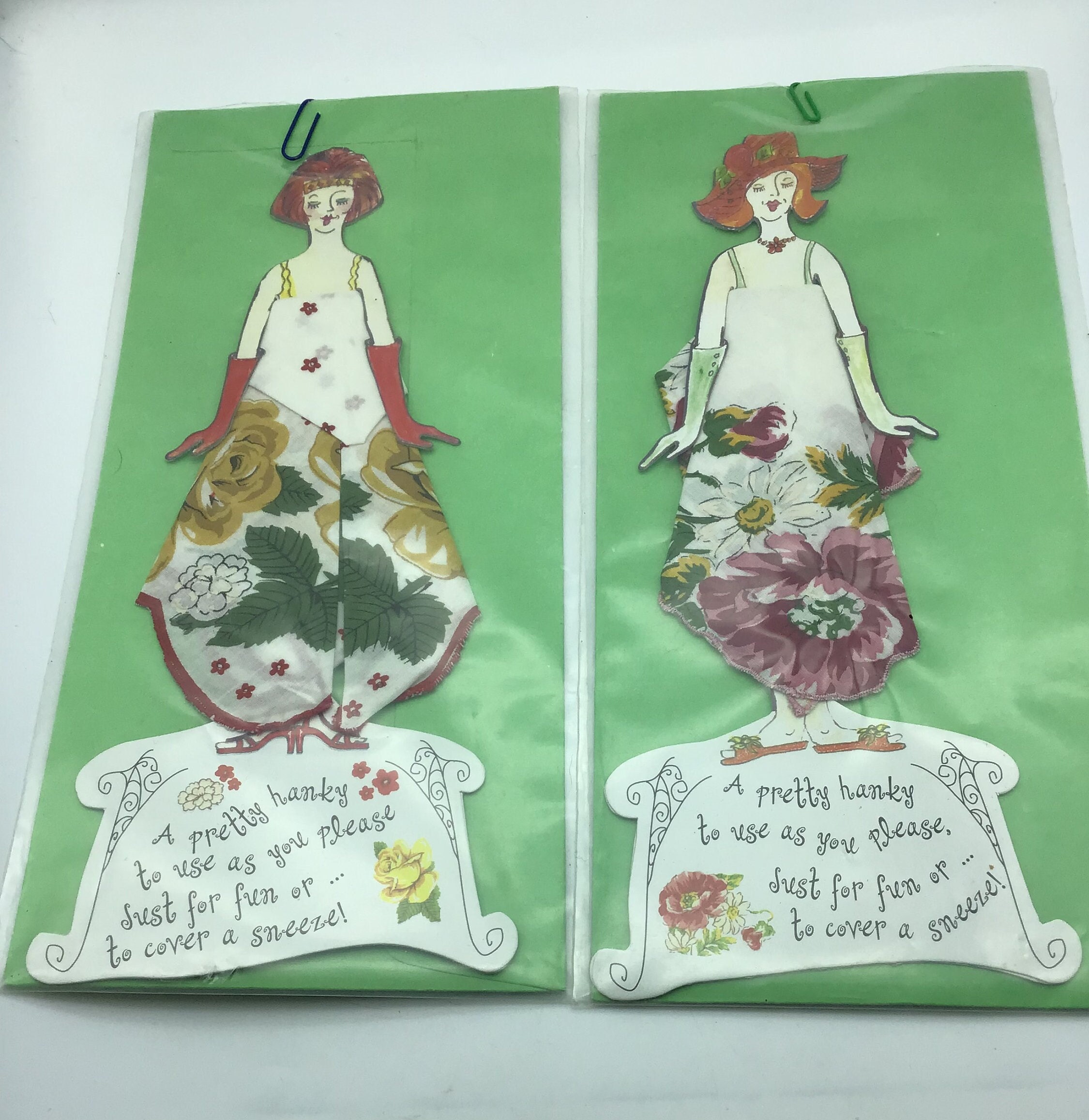 Novelty Paper Doll Handkerchief Cards Get Well Soon Card Get Well Wishes Etsy