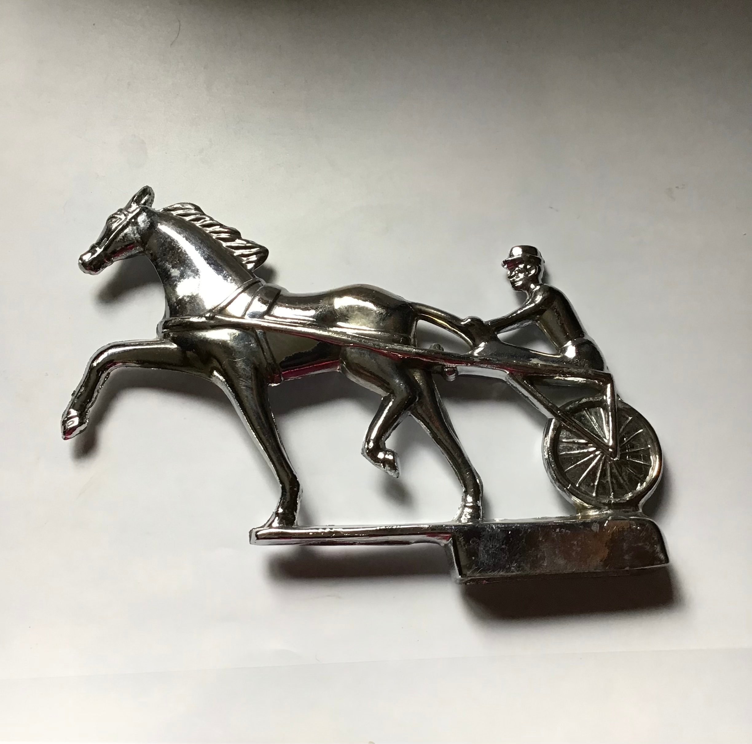 Jockey Riding Sulky Hood Ornament,nos, Automotive, Harness Jockey Riding Sulky Hood Ornament,nos, Automotive, Harness