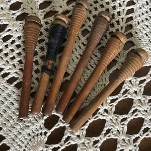 Set von 6 Garnrollen aus Holz, antike Garnrollen, Garnrollen Set, Bauernhaus Deko, Nähen Dekor