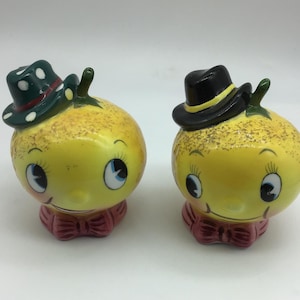 Vintage Ceramic Anthropomorphic PY Lemon Cowboy Salt & Pepper Shakers,Made in Japan,kitchen decor,Kitsch