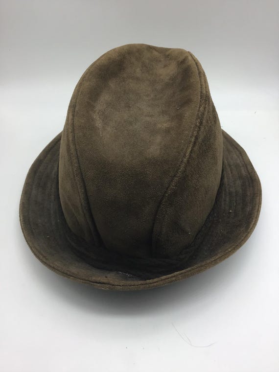 Dark Brown Suede Fedora,hush Puppies Mens Hat, Made in Ireland