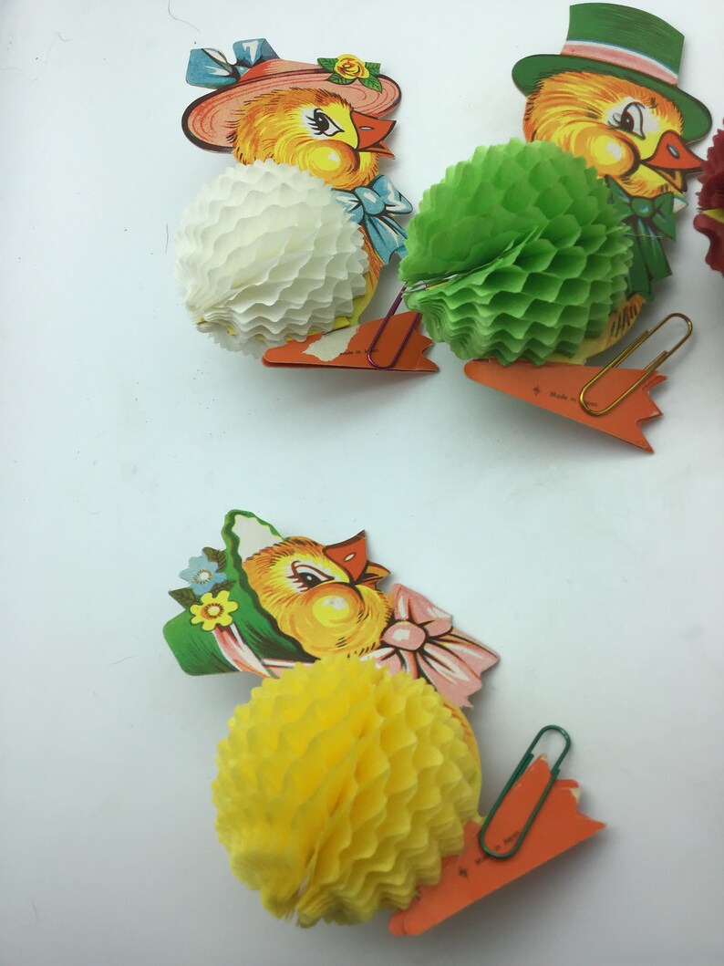 Vintage Chicks,paper Easter Decorations,set of 5 MCM Easter