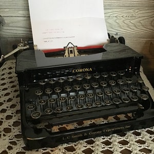 Vintage Black Glossy Corona Standard typewriter,Smith-Corona portable typewriter,manual,writing tool,office, Author, books,novels,manuscript