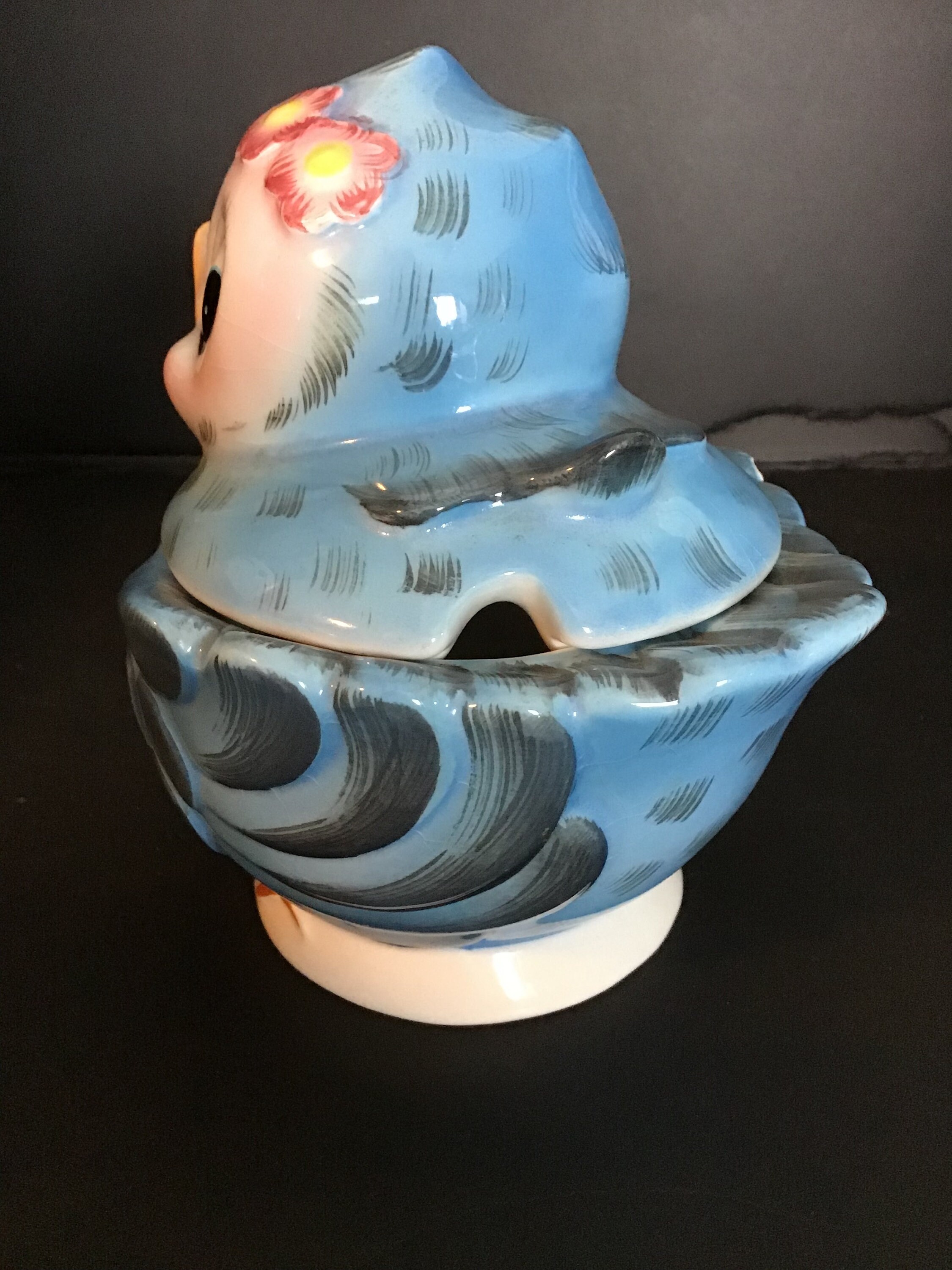 Vintage Lefton Bluebird Jam Jar,1950 Blue Bird