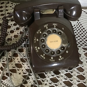 Brown Rotary Phone, Vintage Retro Telephone, 1970s working phone