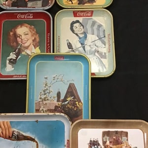 Vintage Coca-Cola-dienbladen, coladienbladen, colamemorabilia, colacollectie, metalen reclameborden, keuze uit 1