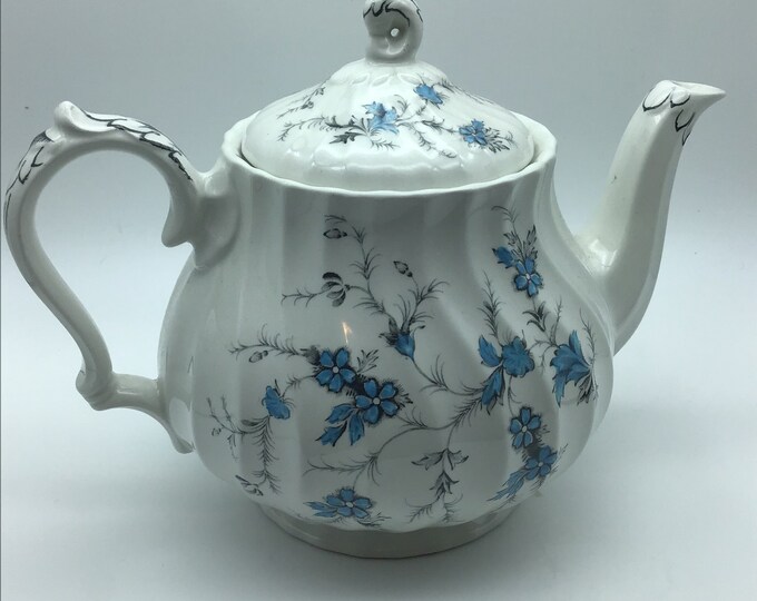 Myott Me Not Teapot, Vintage Staffordshire Ware Tea Pot, Blue