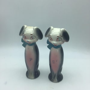 Vintage Ceramic Anthropomorphic Dog Salt & Pepper shakers,Made in Japan,tall dog shakers,kitchen decor,Kitsch