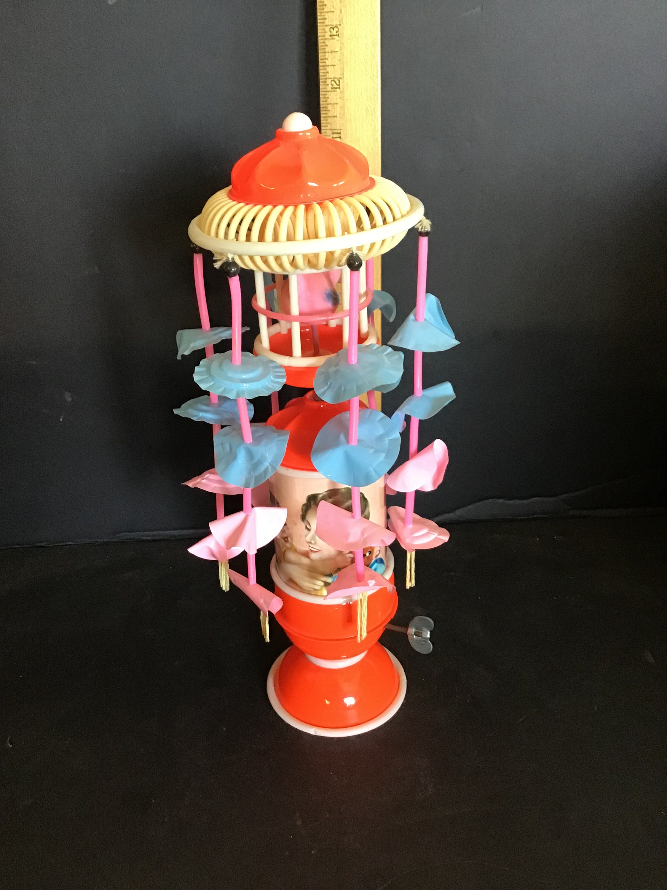 Vintage Wind up Carousel, Rotating Musical Plastic Kids Toy Vintage Wind up Carousel, Rotating Musical Plastic Kids Toy