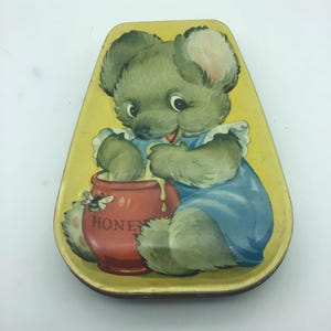 Vintage 1950’s George Horner tin Toffee tin, Bear with honey jar, George Horner,English toffee tin, vintage candy holder