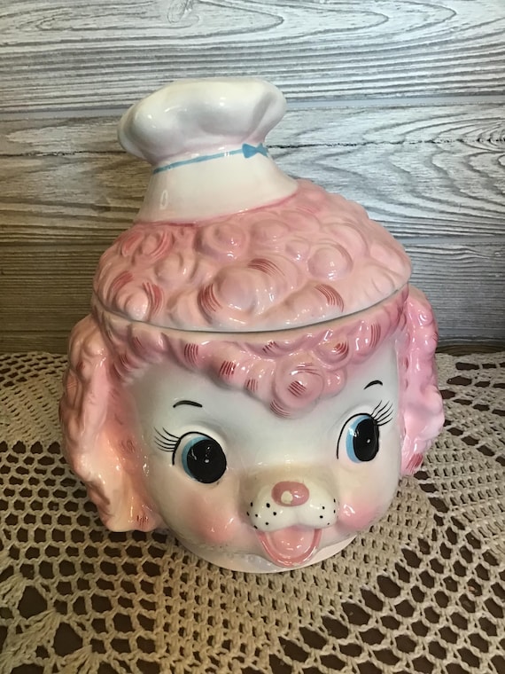 RARE Lefton ESD Pink Poodle Chef Cookie Jar, Collectible Cookie