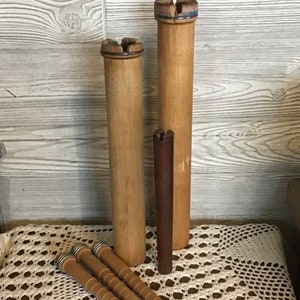Antike Holzspulen, 6er Set, Garnrollen, Industrielles Dekor
