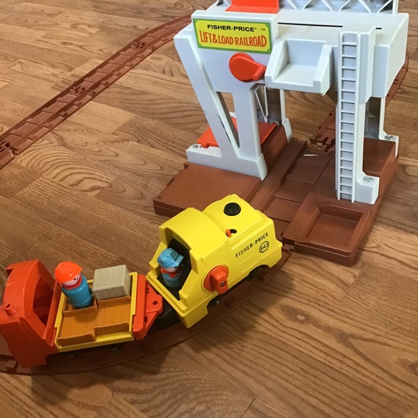 Vintage Fisher-Price Lift & Dépôt 1980 - Camion De Chantier Complet Avec Accessoires, Excellent état