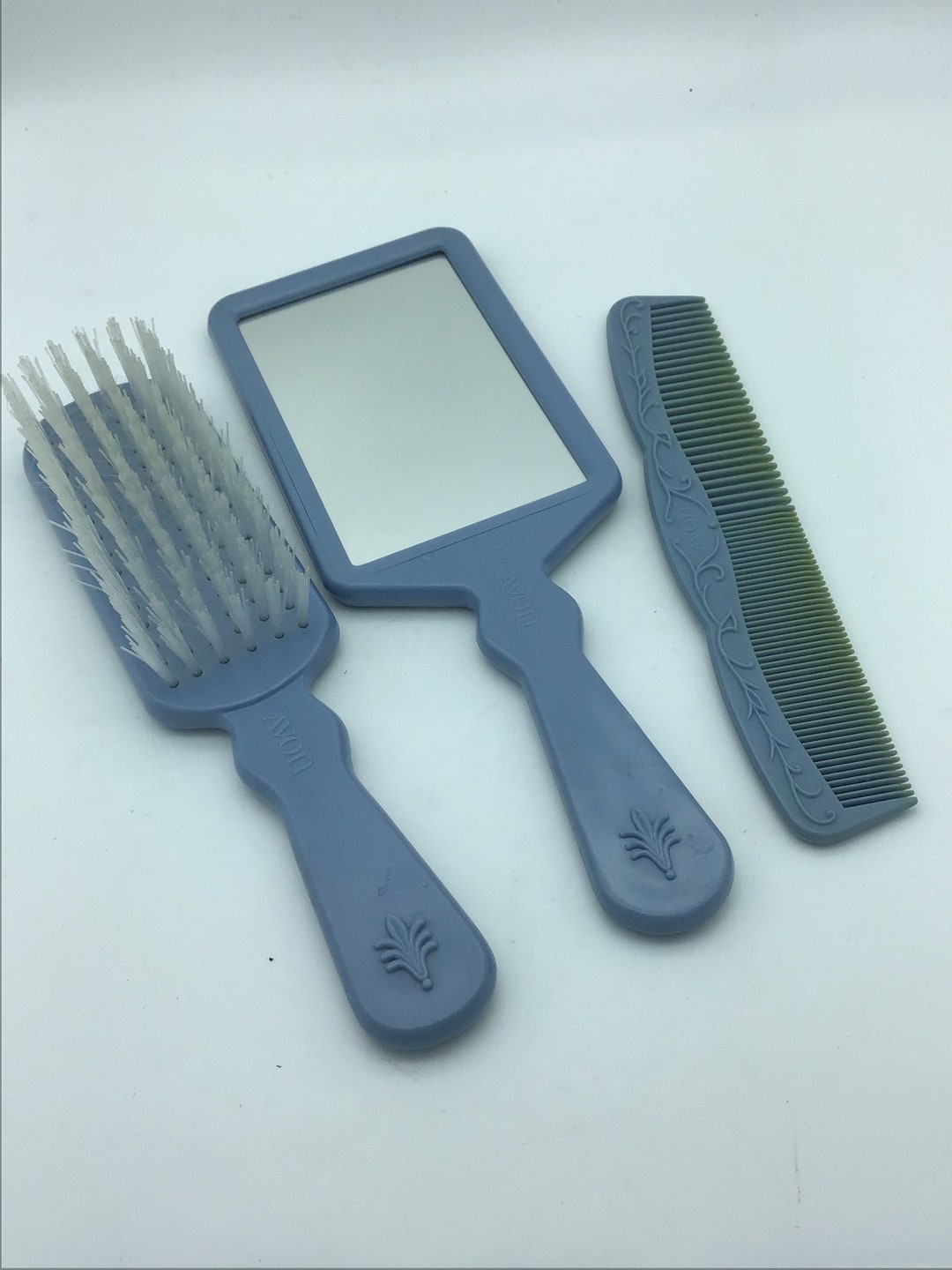 Vintage AVON Hair Brush Setblue and White Grecian Wedgewood Etsy