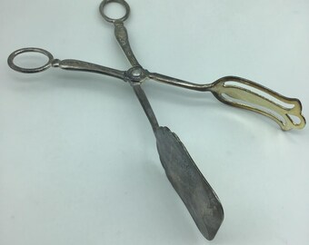 Vintage Silverplate Serving Tong,made in Italy, ornate Pastry Tong, cake server, scissor,